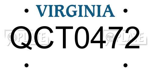 QCT0472 Virginia License Plate