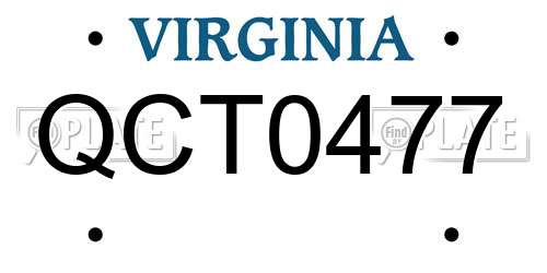 QCT0477 Virginia License Plate