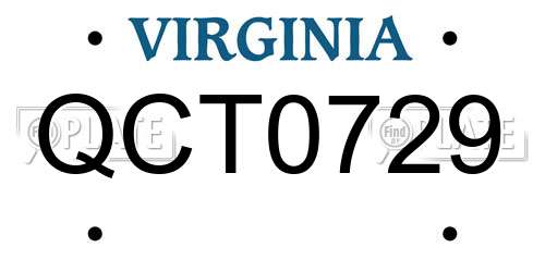 QCT0729 Virginia License Plate