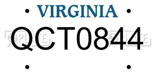 QCT0844 Virginia License Plate
