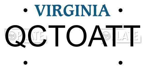 QCTOATT Virginia License Plate