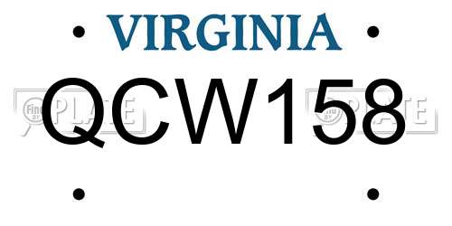 QCW158 Virginia License Plate