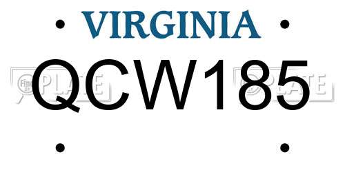 QCW185 Virginia License Plate