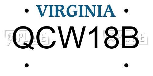 QCW18B Virginia License Plate