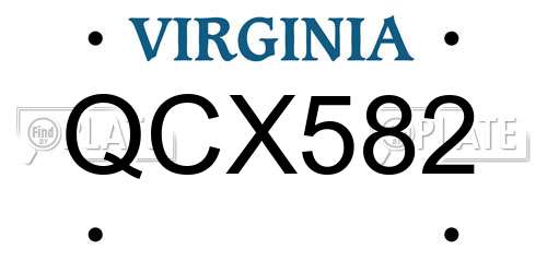 QCX582 Virginia License Plate
