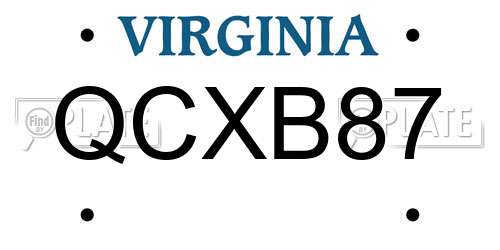 QCXB87 Virginia License Plate