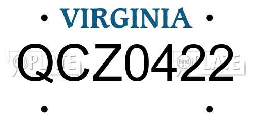 QCZ0422 Virginia License Plate