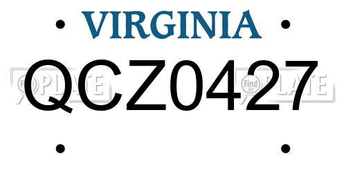 QCZ0427 Virginia License Plate