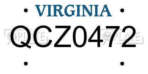 QCZ0472 Virginia License Plate