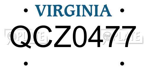 QCZ0477 Virginia License Plate