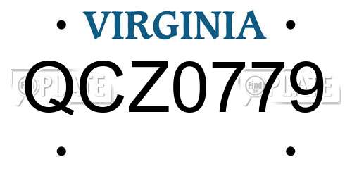 QCZ0779 Virginia License Plate