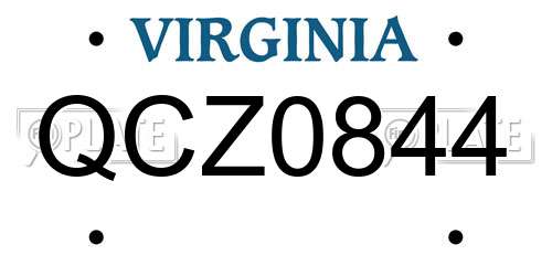 QCZ0844 Virginia License Plate