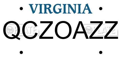 QCZOAZZ Virginia License Plate
