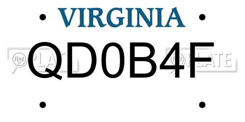QD0B4F Virginia License Plate