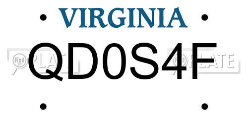 QD0S4F Virginia License Plate