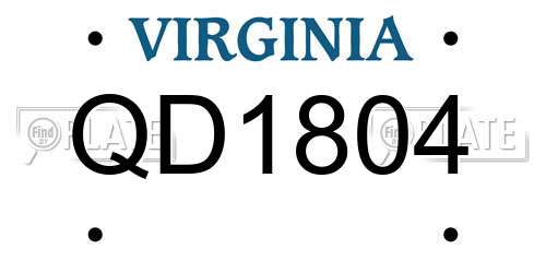 QD1804 Virginia License Plate