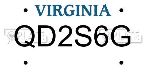 QD2S6G Virginia License Plate