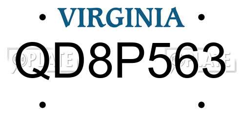 QD8P563 Virginia License Plate