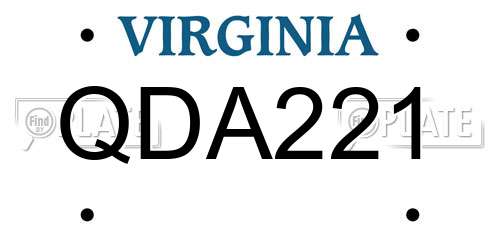 QDA221 Virginia License Plate