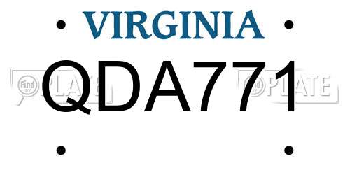 QDA771 Virginia License Plate