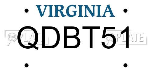 QDBT51 Virginia License Plate
