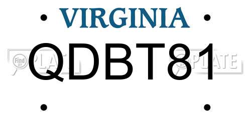 QDBT81 Virginia License Plate
