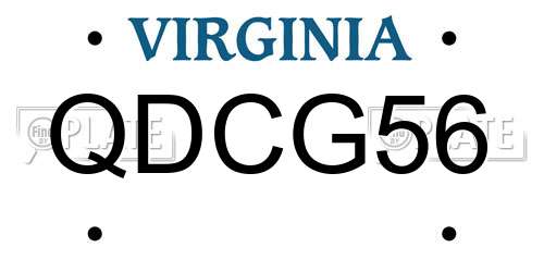 QDCG56 Virginia License Plate