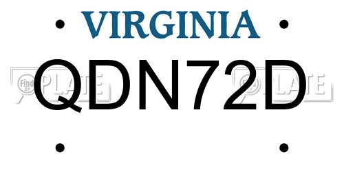 QDN72D Virginia License Plate