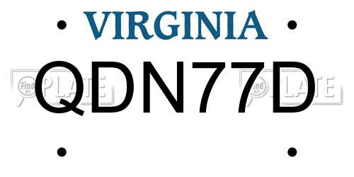 QDN77D Virginia License Plate