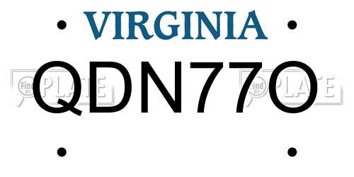 QDN77O Virginia License Plate