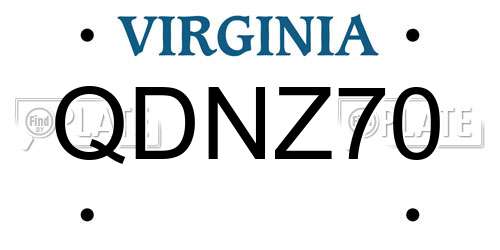 QDNZ70 Virginia License Plate