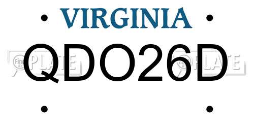 QDO26D Virginia License Plate
