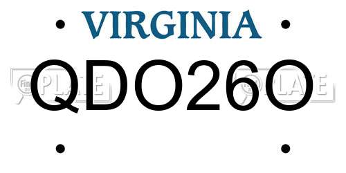 QDO26O Virginia License Plate