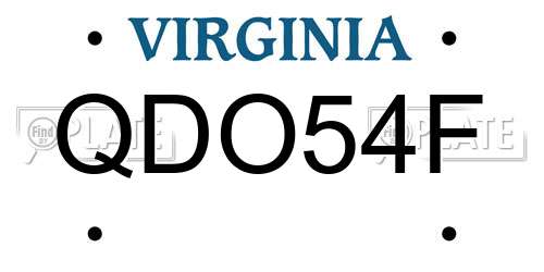 QDO54F Virginia License Plate