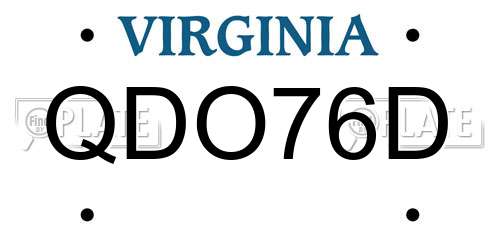QDO76D Virginia License Plate