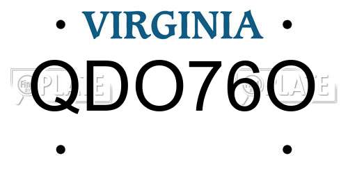QDO76O Virginia License Plate