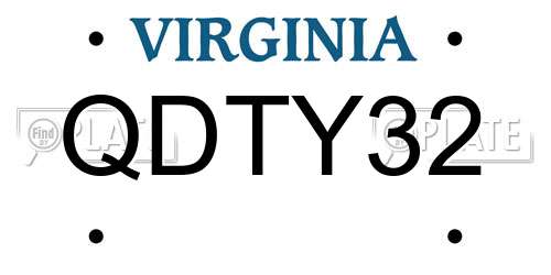QDTY32 Virginia License Plate