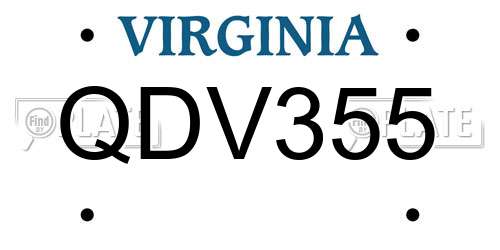 QDV355 Virginia License Plate