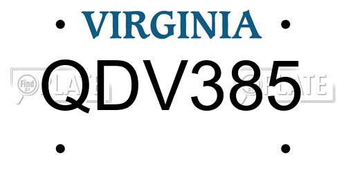 QDV385 Virginia License Plate