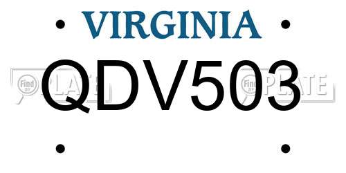 QDV503 Virginia License Plate