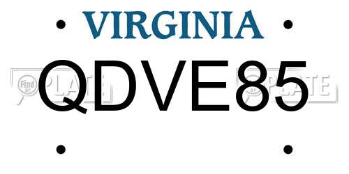 QDVE85 Virginia License Plate