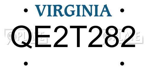 QE2T282 Virginia License Plate