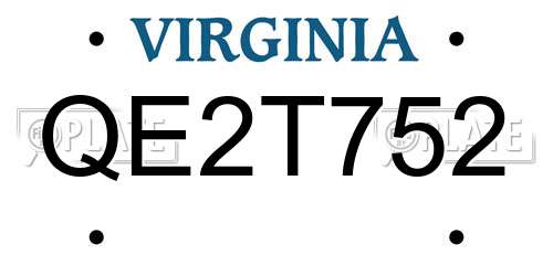 QE2T752 Virginia License Plate