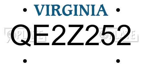QE2Z252 Virginia License Plate