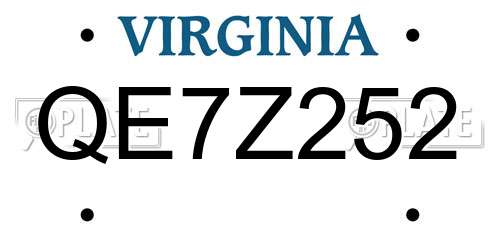 QE7Z252 Virginia License Plate