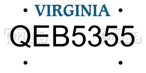 QEB5355 Virginia License Plate