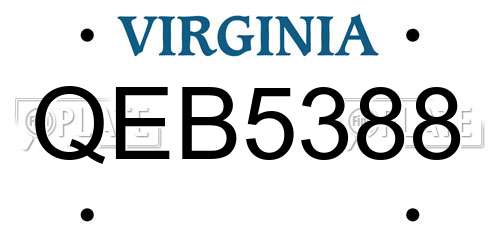 QEB5388 Virginia License Plate