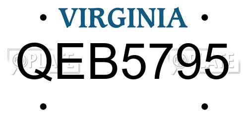 QEB5795 Virginia License Plate