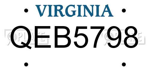 QEB5798 Virginia License Plate