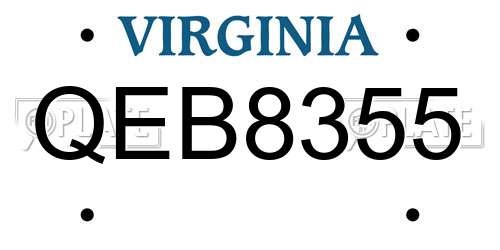 QEB8355 Virginia License Plate